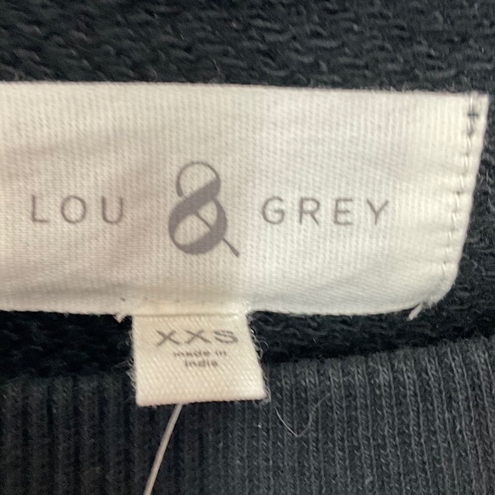 716 - Lou & Grey NWT Black Sweatshirt with White Pattern, Size XXS - Oversized - Picture 3 of 6